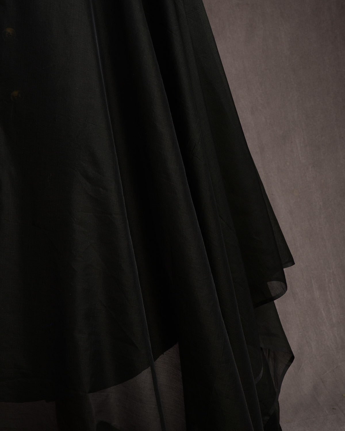 Black Banarasi Pure Cotton Silk Unisex Fabric-HolyWeaves