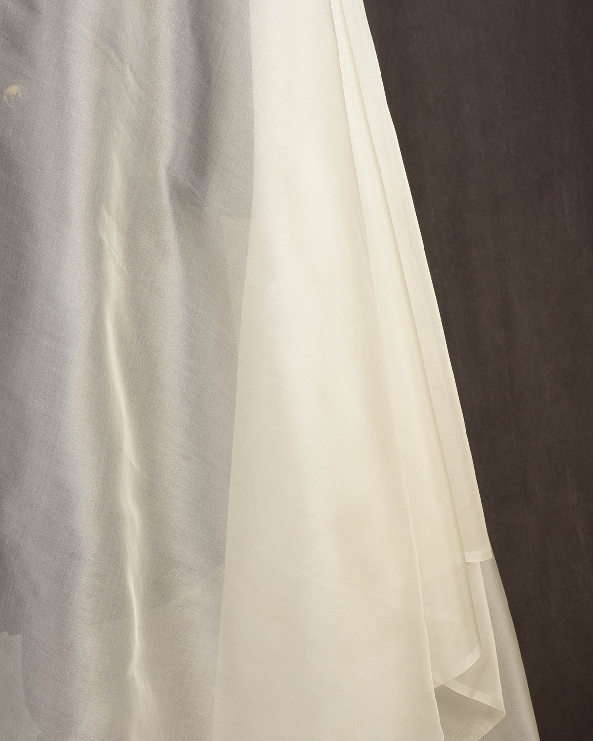 White Woven Kora Banarasi Fabric-HolyWeaves