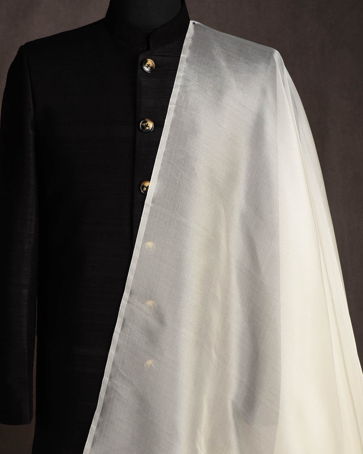 White Woven Kora Banarasi Fabric-HolyWeaves