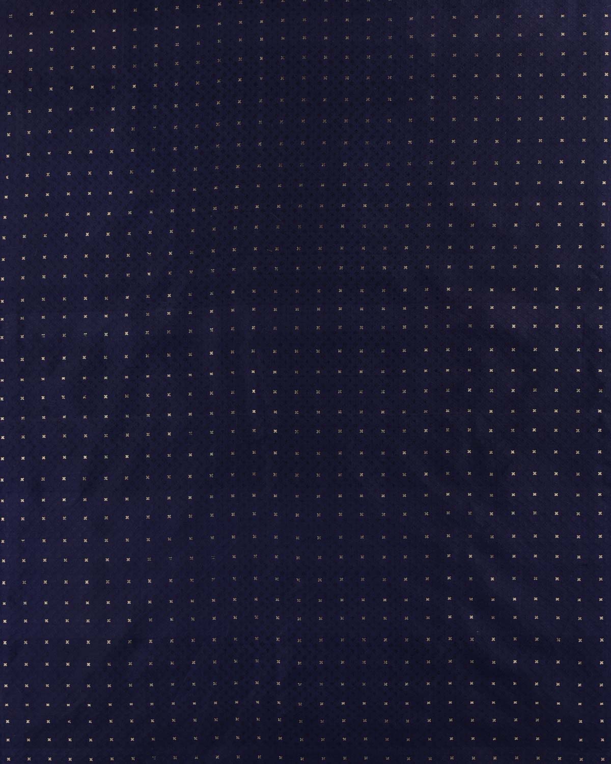 Navy Blue Banarasi Zari Buti Tanchoi Brocade Handwoven Katan Silk Fabric-HolyWeaves