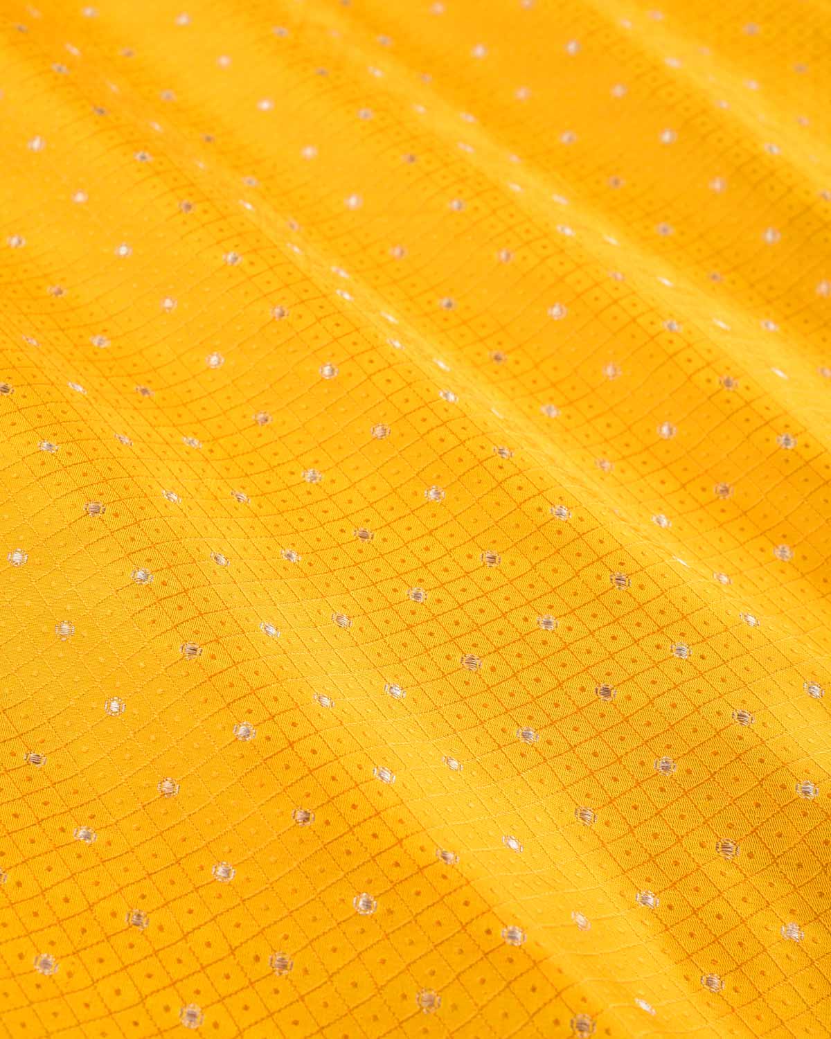Yellow Banarasi Sona Rupa Buti Tanchoi Brocade Handwoven Katan Silk Fabric-HolyWeaves