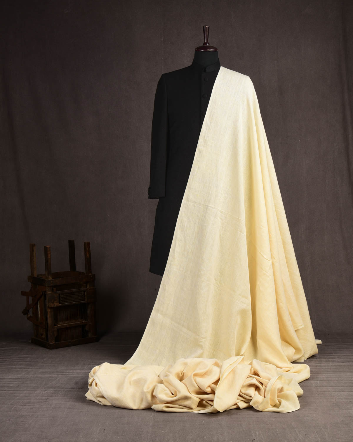 Yellow Textured Plain Woven Cotton Linen Fabric-HolyWeaves