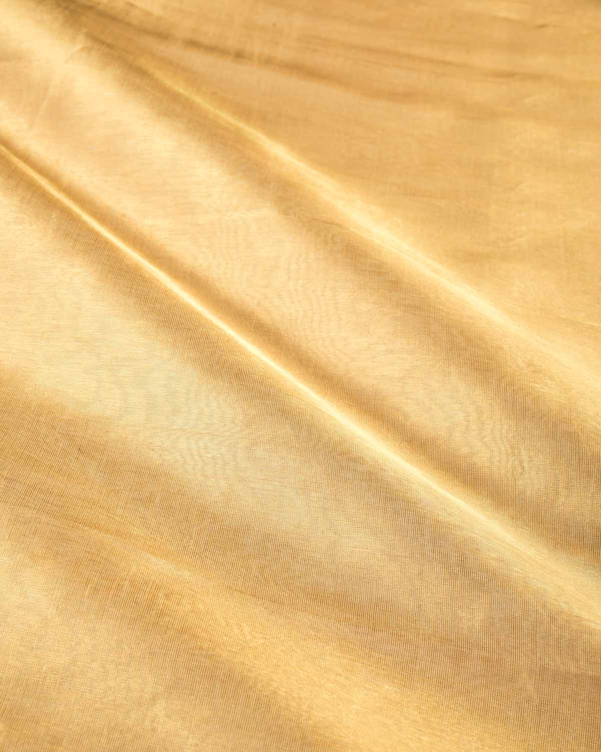 Metallic Gold Banarasi Gold Zari Woven Tissue Fabric-HolyWeaves
