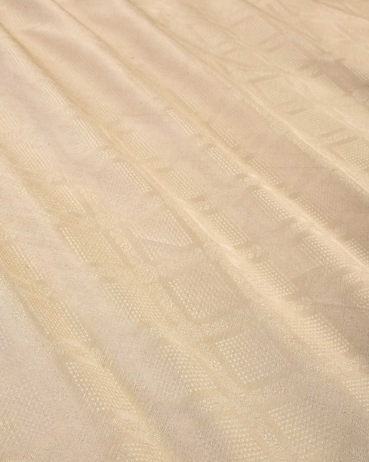 Metallic Cream Banarasi Gold Zari Brocade Woven Kora Tissue Fabric-HolyWeaves