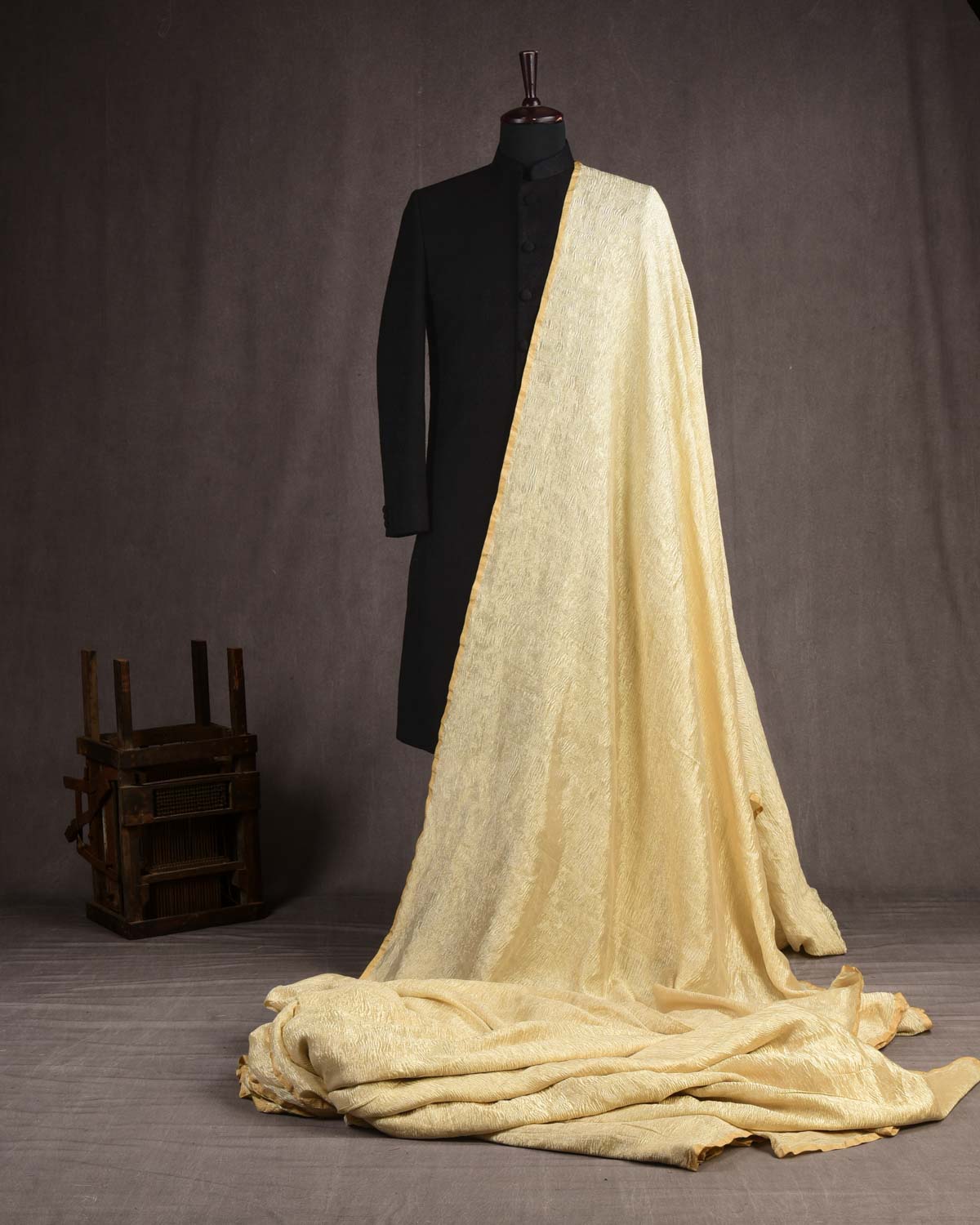 Gold Banarasi Crush Brocade Woven Tissue Unisex Fabric-HolyWeaves