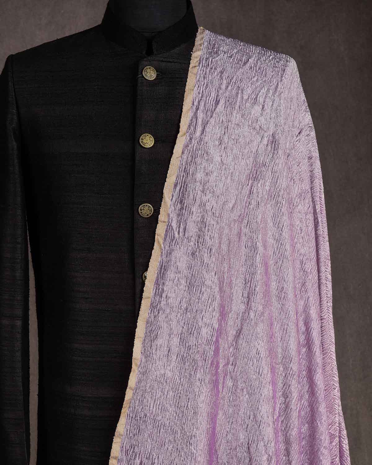 Mauve Crush Silver Zari Brocade Woven Tissue Banarasi Fabric-HolyWeaves