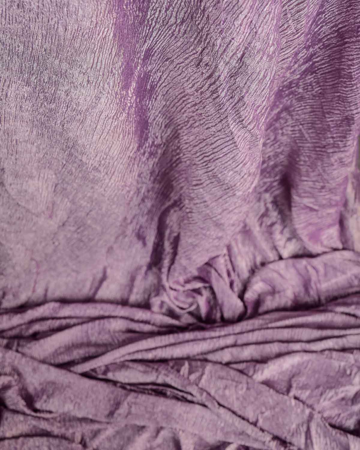 Mauve Crush Silver Zari Brocade Woven Tissue Banarasi Fabric-HolyWeaves