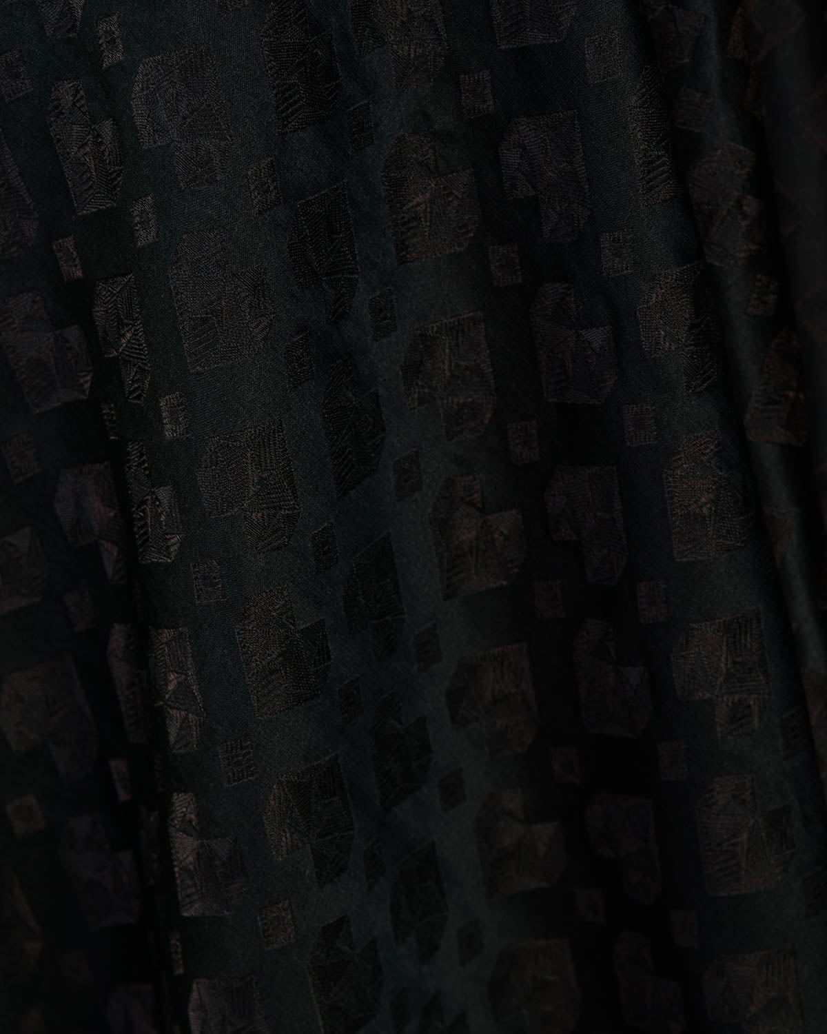 Metallic Black Diamond Hearts Satin Brocade Handwoven Katan Silk Banarasi Fabric-HolyWeaves