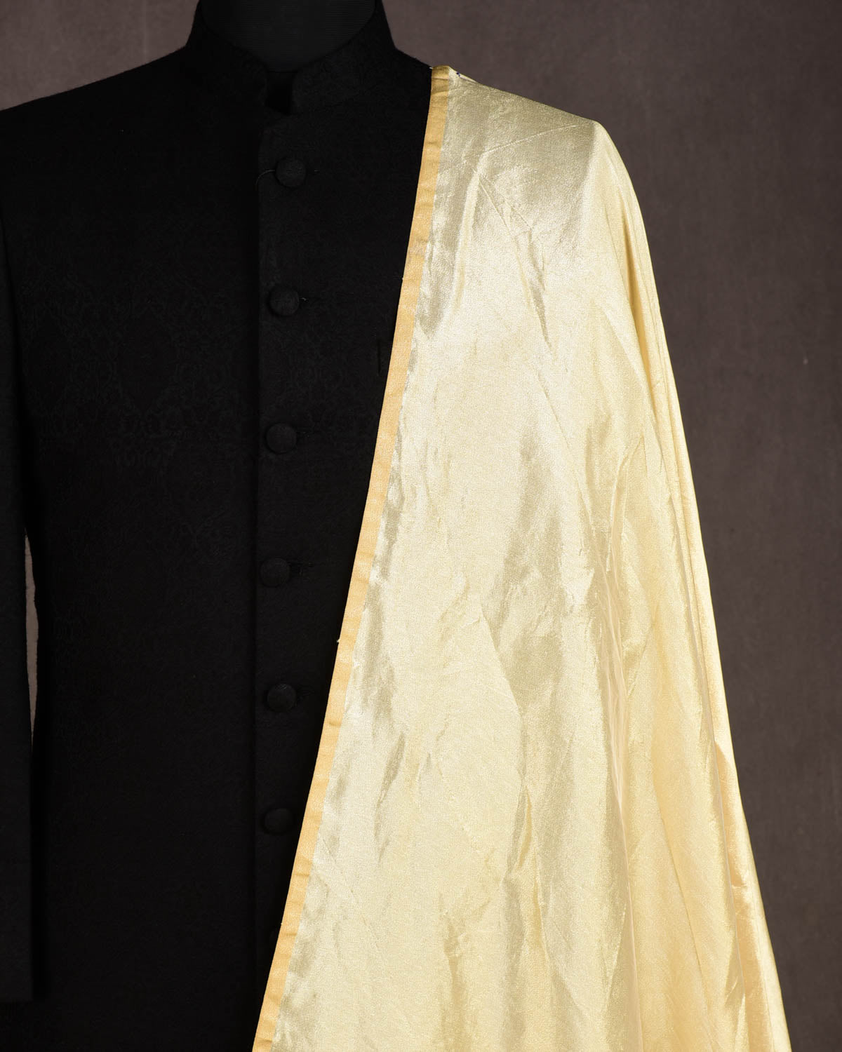 Gold Woven Tissue Banarasi Fabric-HolyWeaves