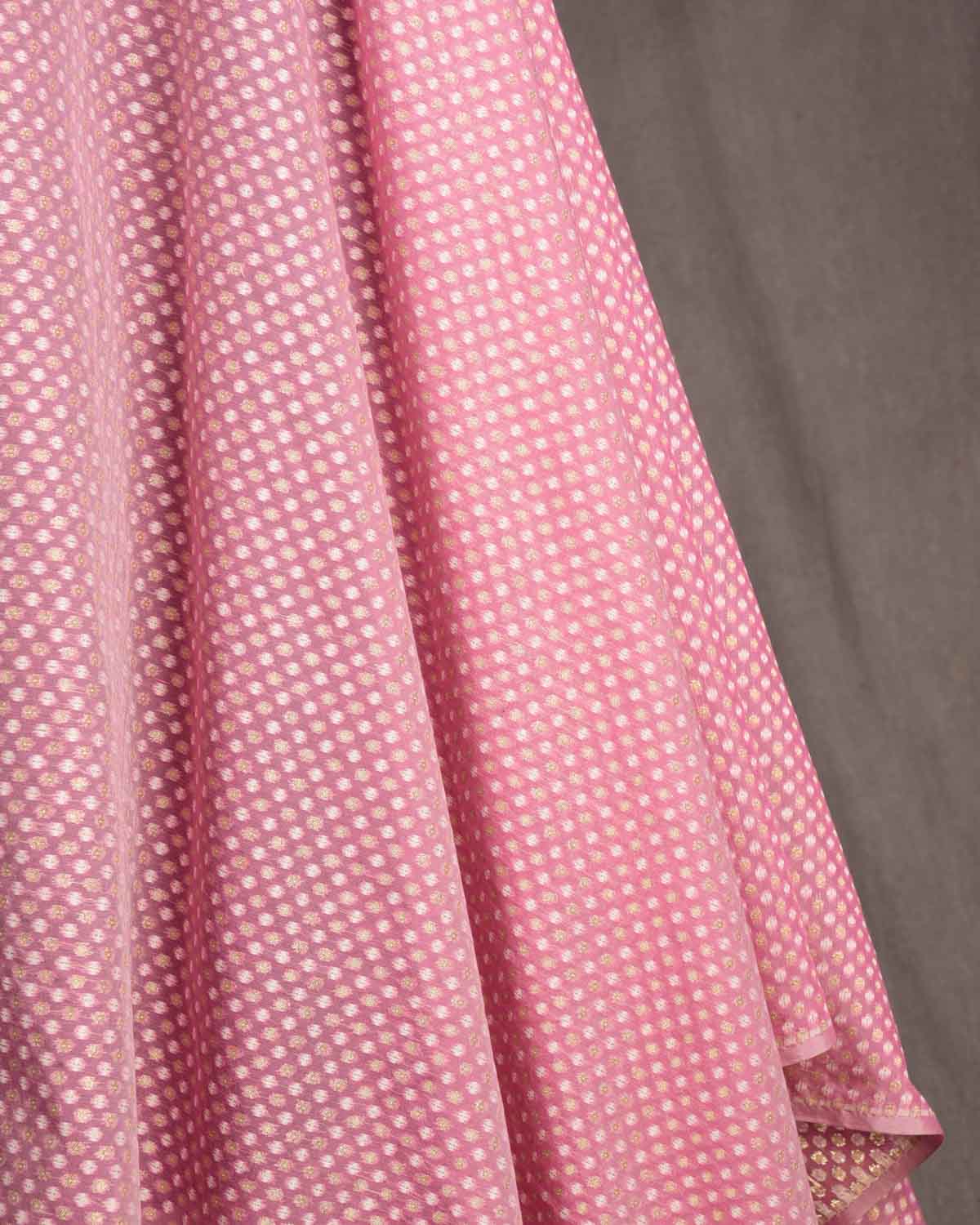 Garnet Gold Zari & White Resham Cutwork Brocade Woven Cotton Silk Banarasi Fabric-HolyWeaves