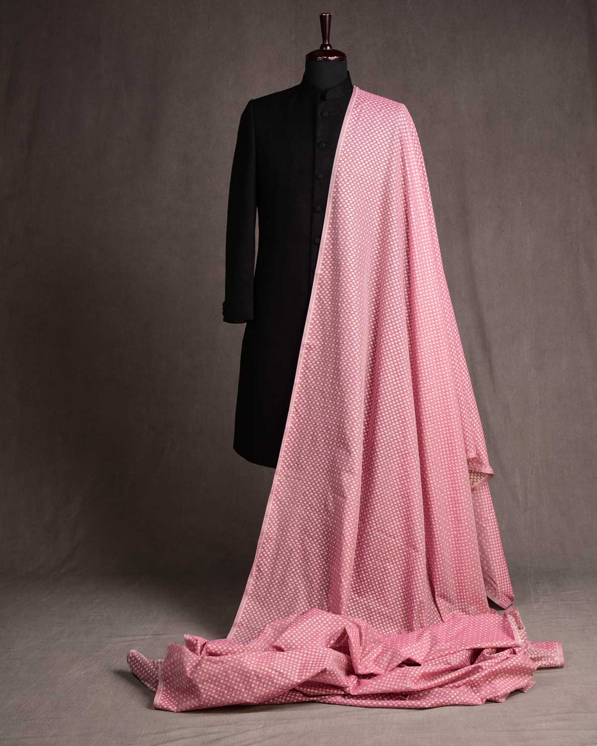 Garnet Gold Zari & White Resham Cutwork Brocade Woven Cotton Silk Banarasi Fabric-HolyWeaves