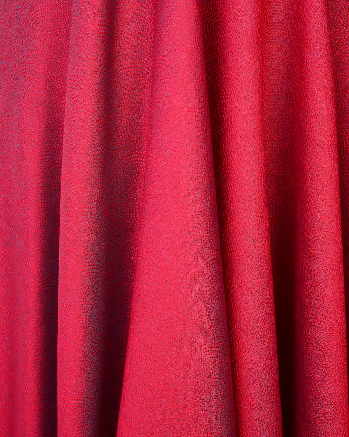 Shot Red Dotted Paisley Tanchoi Woven Poly Cotton Silk Banarasi Fabric-HolyWeaves