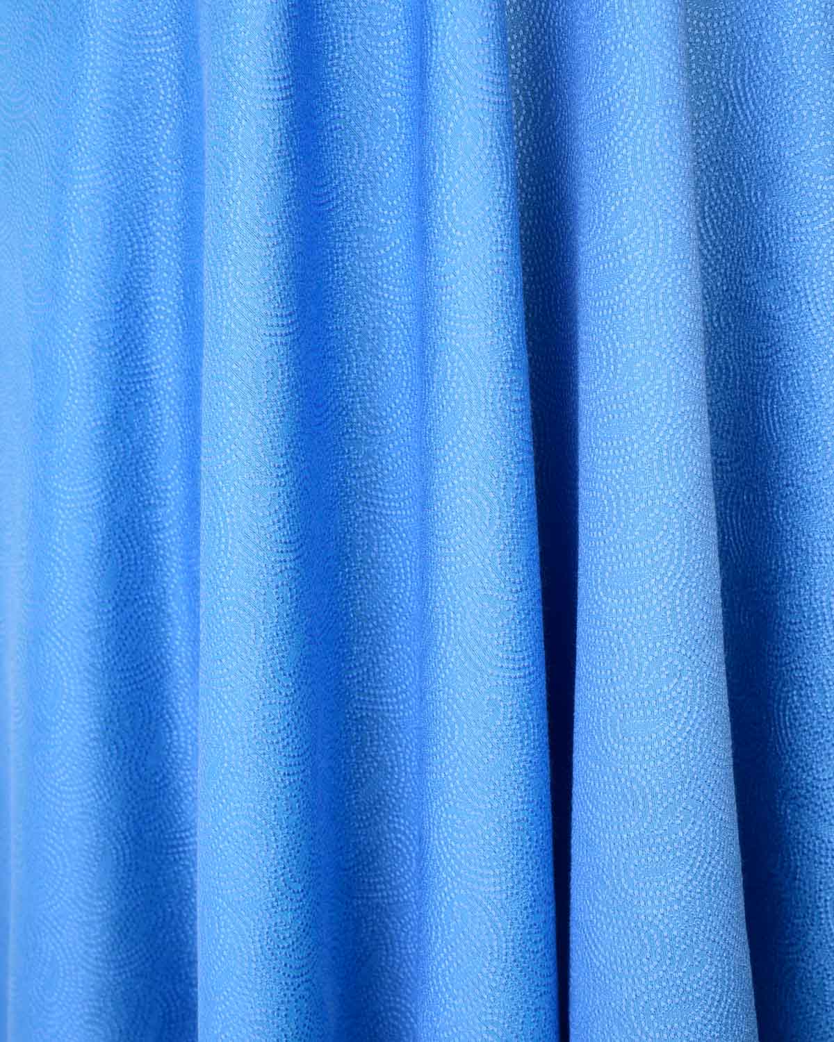 Blue Dotted Paisley Tanchoi Woven Poly Cotton Silk Banarasi Fabric-HolyWeaves