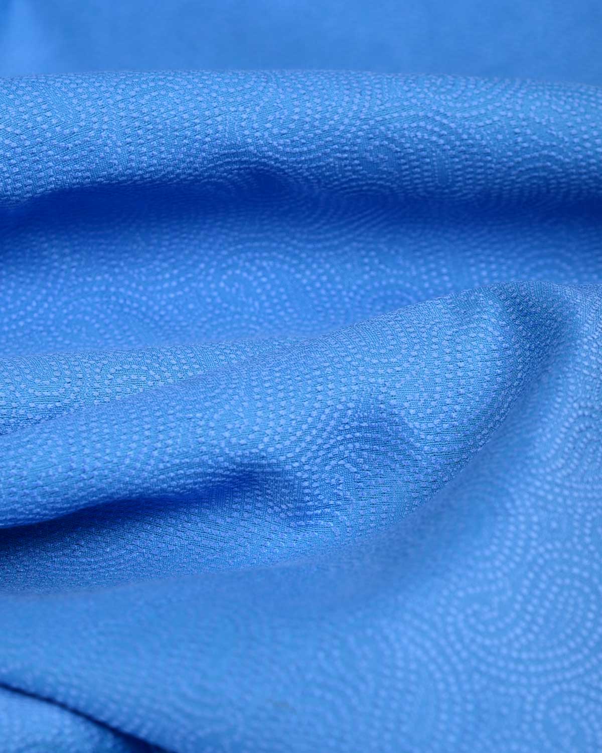 Blue Dotted Paisley Tanchoi Woven Poly Cotton Silk Banarasi Fabric-HolyWeaves