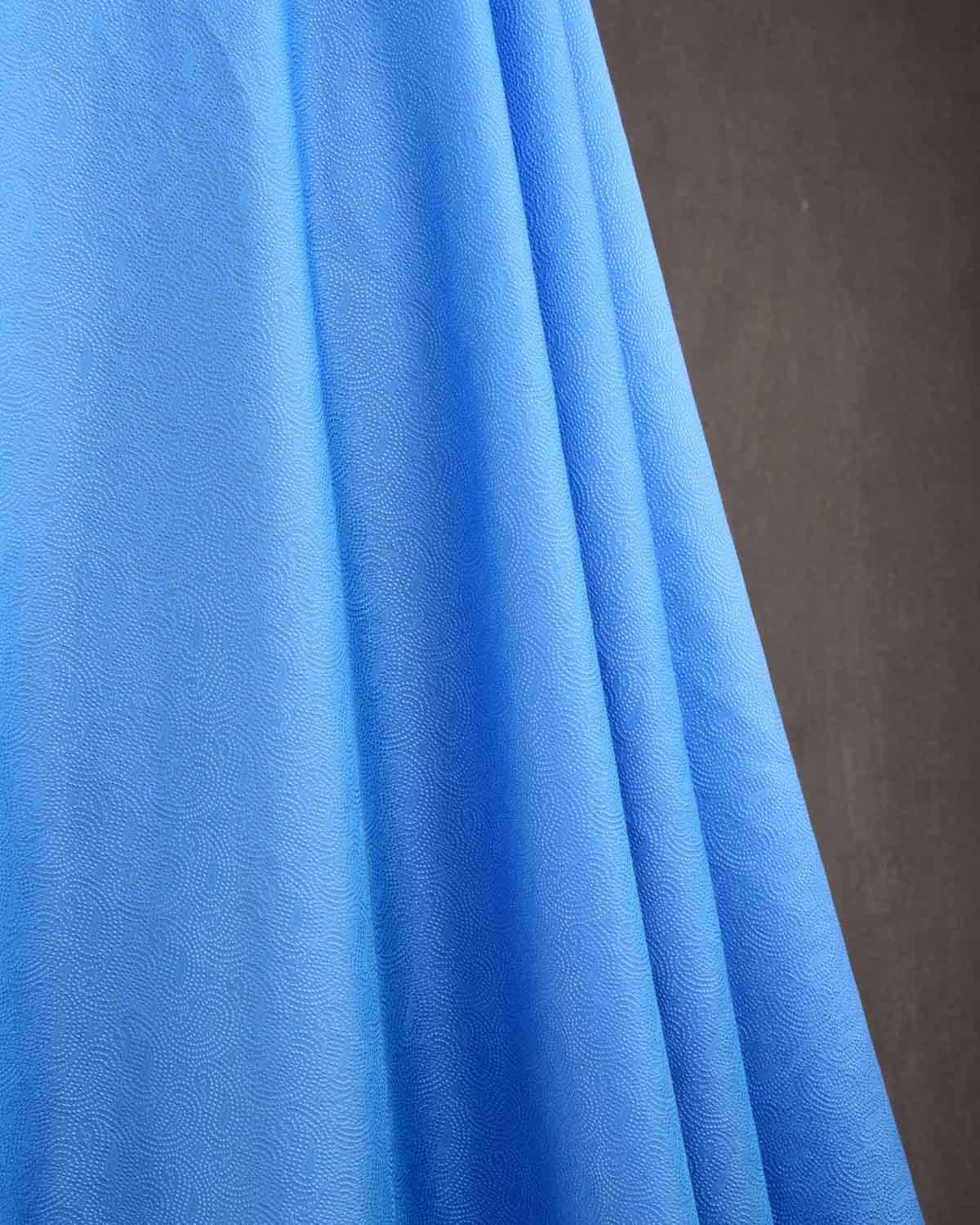 Blue Dotted Paisley Tanchoi Woven Poly Cotton Silk Banarasi Fabric-HolyWeaves