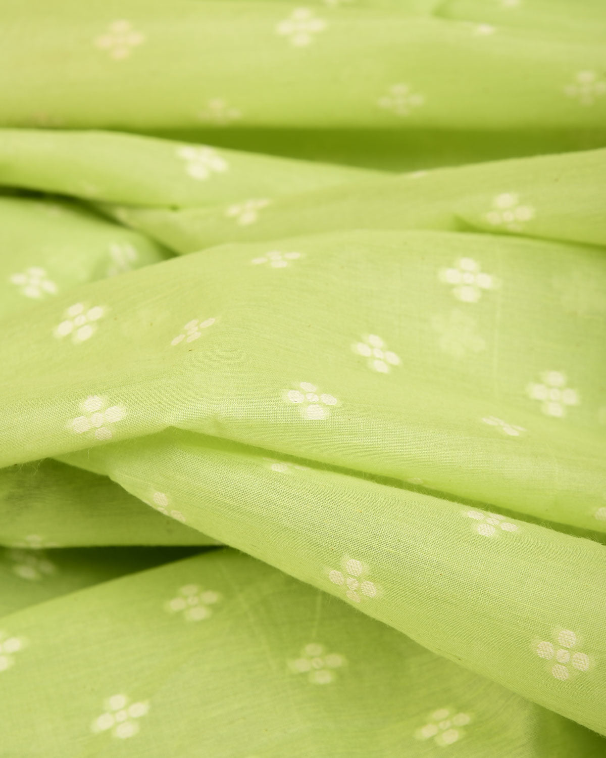 Sage Green Resham Buti Cutwork Brocade Woven Cotton Silk Banarasi Fabric-HolyWeaves