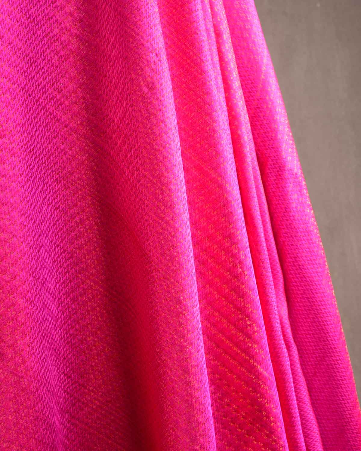 Multi-color Fuchsia Pink Multi-Color Herring Bone Satin Tanchoi Handwoven Katan Silk Banarasi Fabric-HolyWeaves