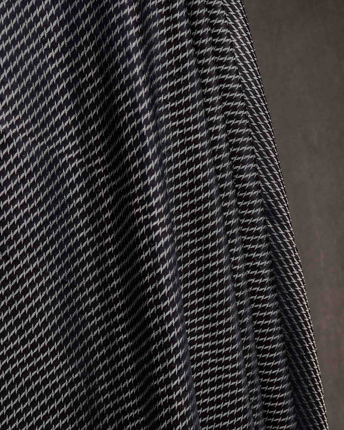 Black Gold Multi-Color Herring Bone Satin Tanchoi Brocade Handwoven Katan Silk Banarasi Fabric-HolyWeaves