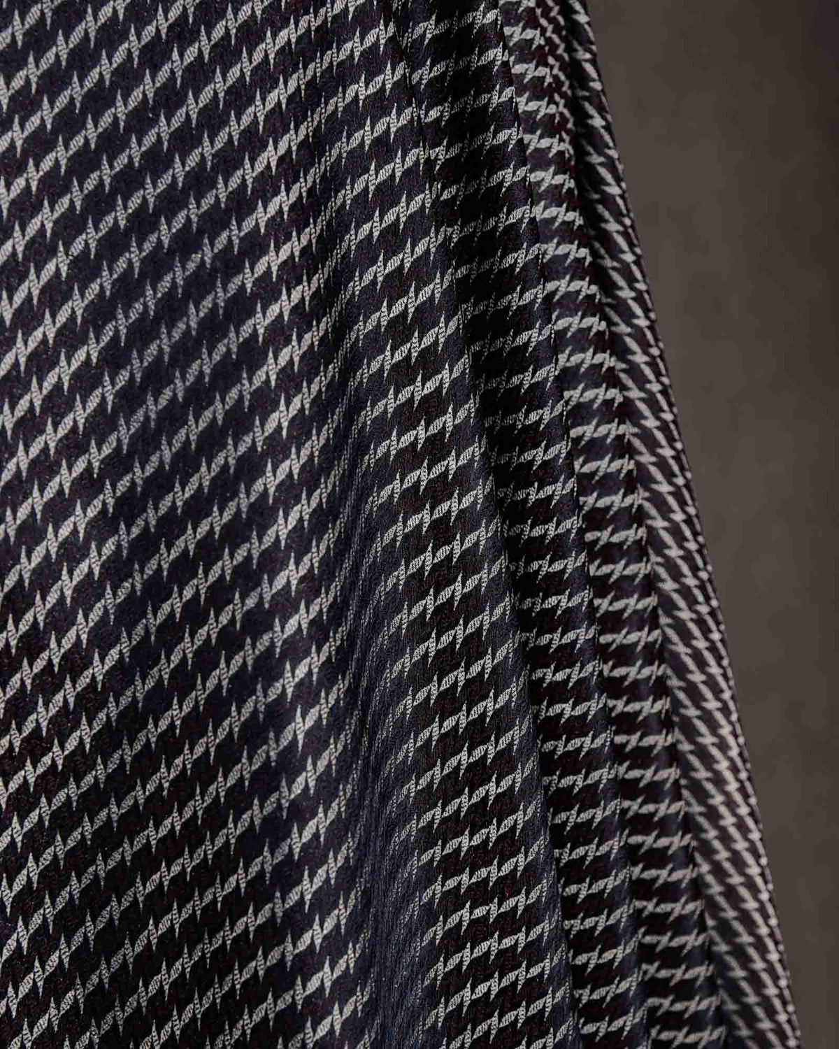 Black Gold Multi-Color Herring Bone Satin Tanchoi Brocade Handwoven Katan Silk Banarasi Fabric-HolyWeaves