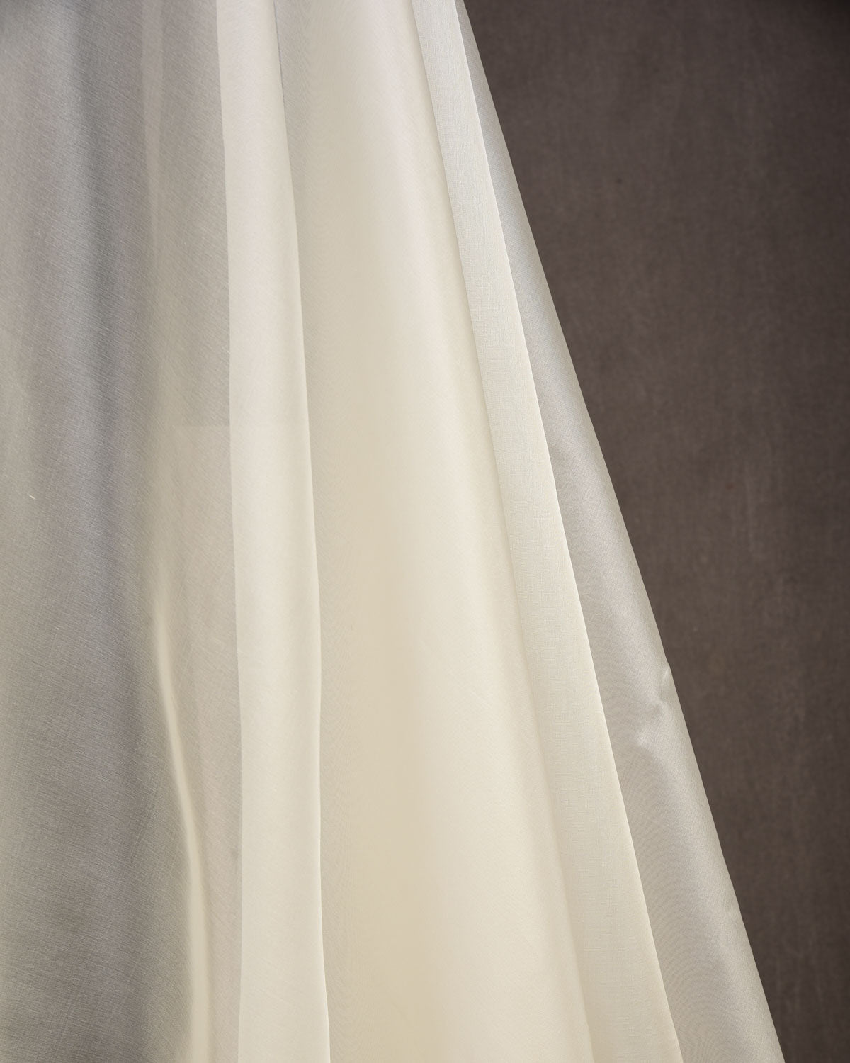 White Woven Kora Silk Banarasi Fabric-HolyWeaves