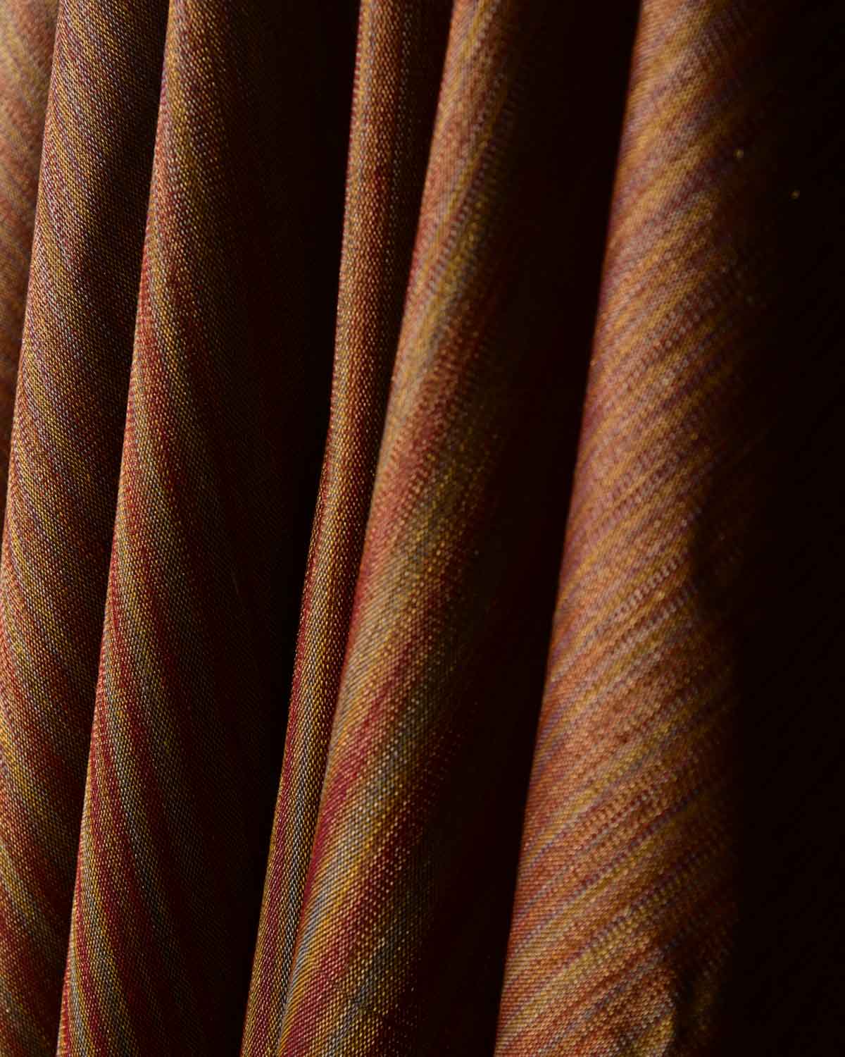 Variegated Multi-color Brocade Handwoven Silk Wool Tissue Banarasi Fabric-HolyWeaves