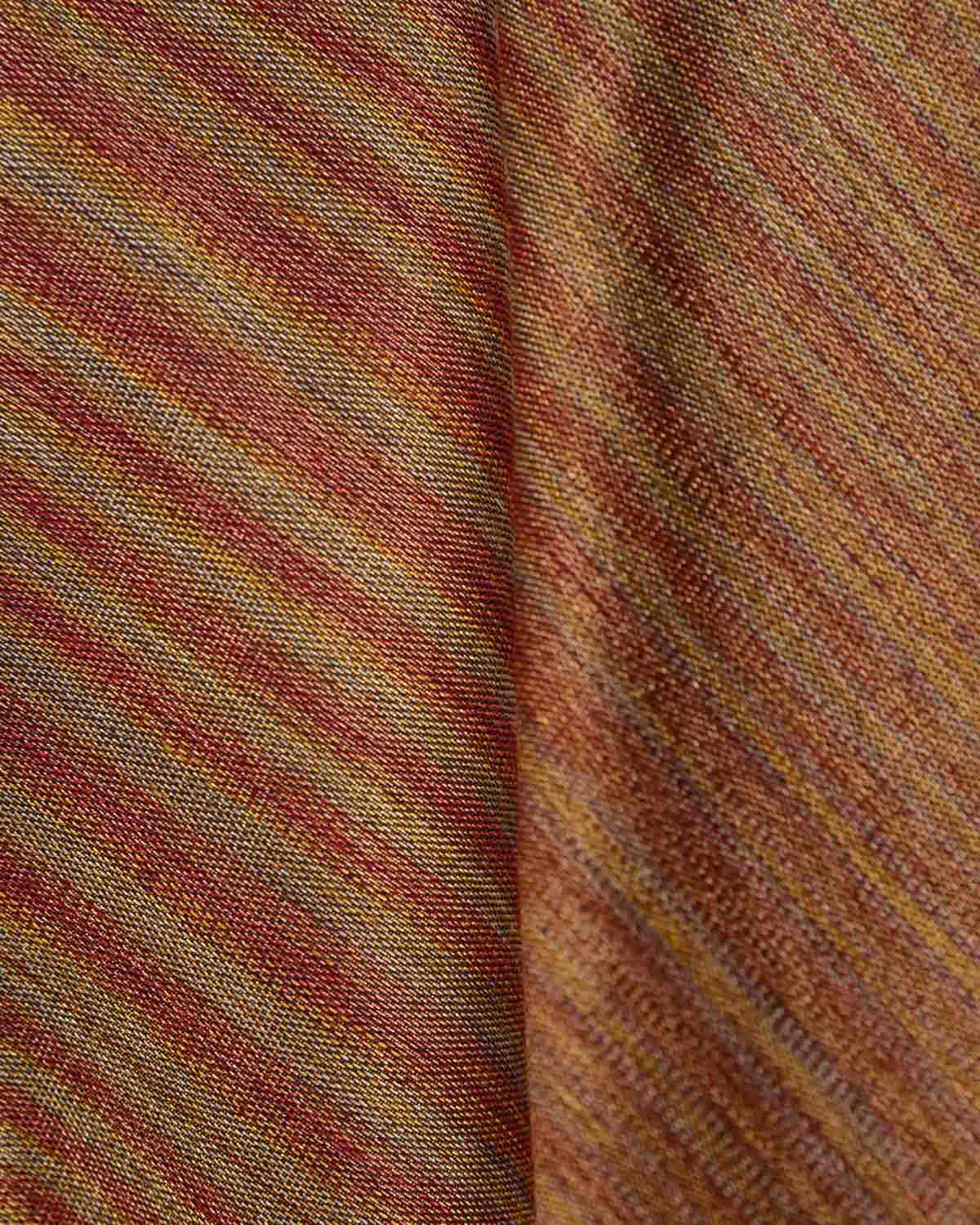 Variegated Multi-color Brocade Handwoven Silk Wool Tissue Banarasi Fabric-HolyWeaves