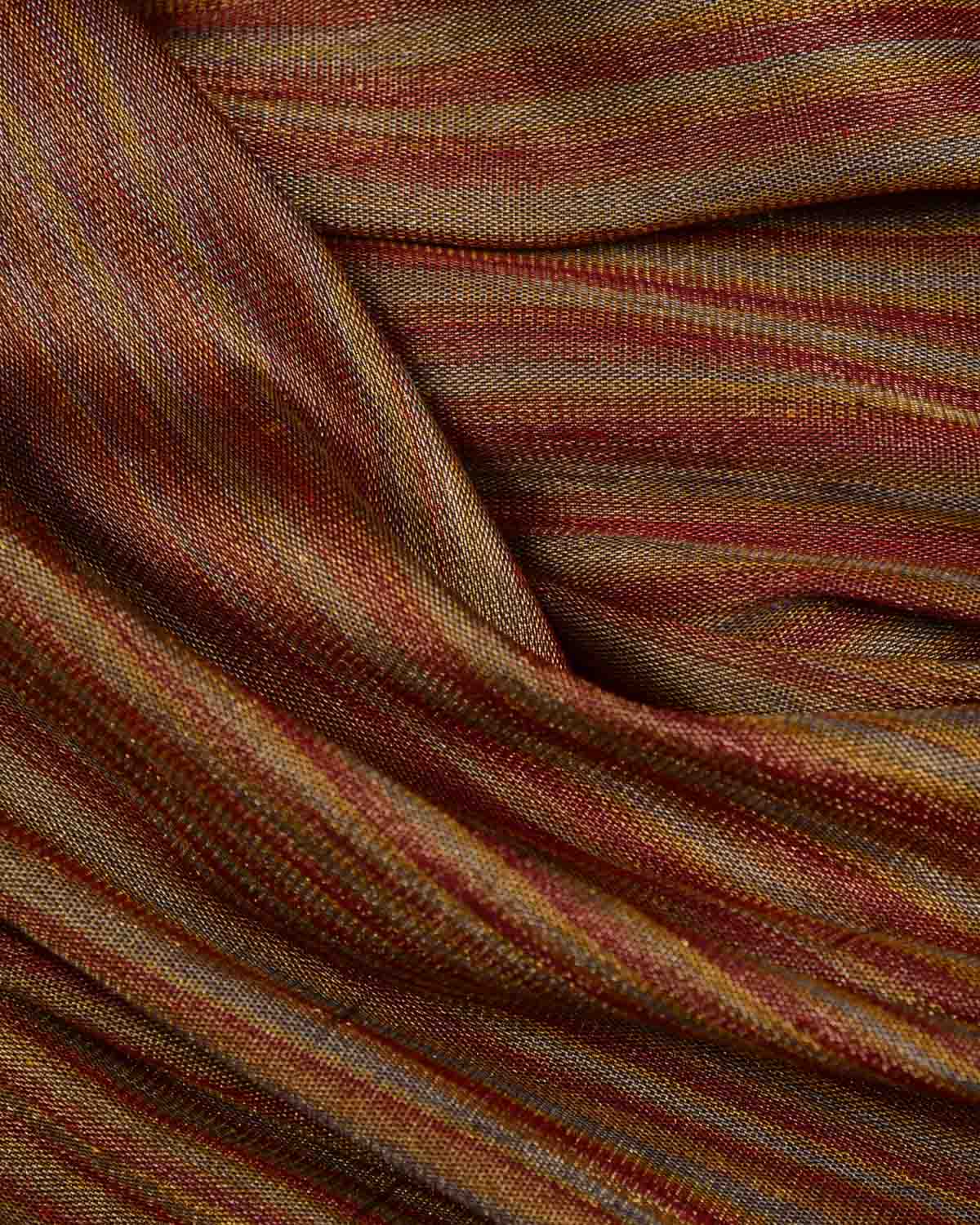 Variegated Multi-color Brocade Handwoven Silk Wool Tissue Banarasi Fabric-HolyWeaves