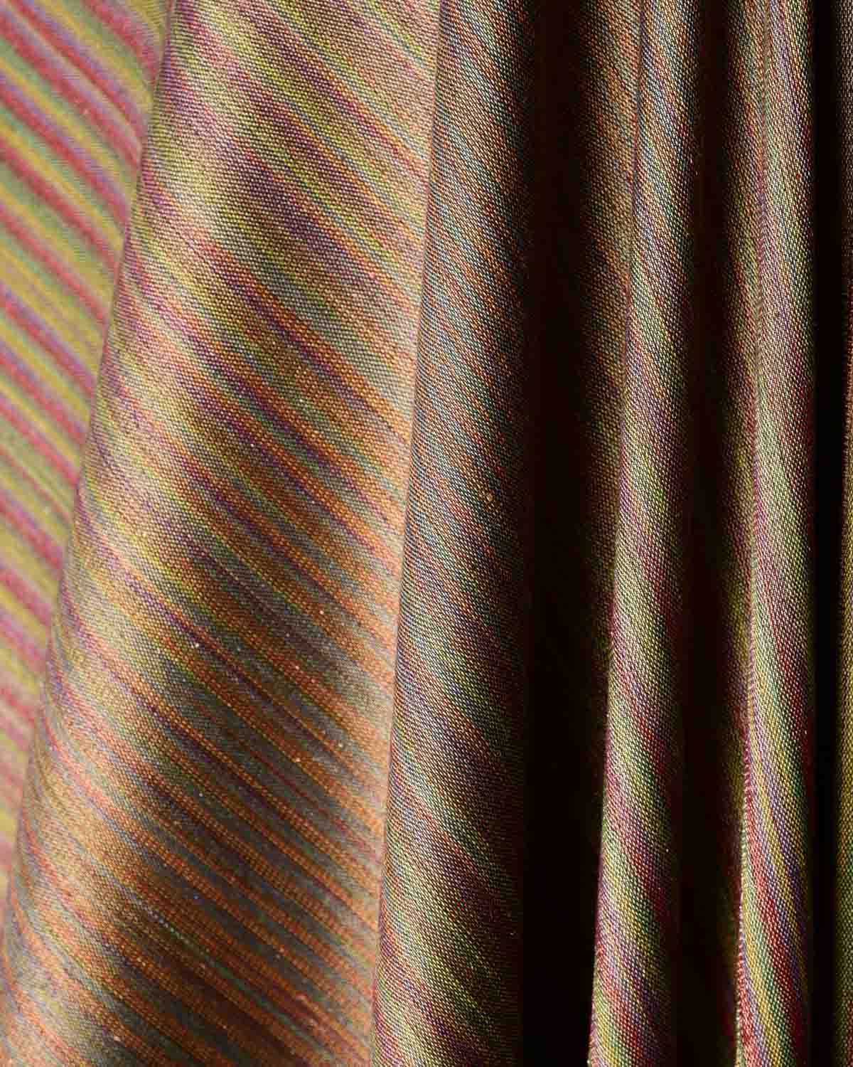 Variegated Multi-color Brocade Handwoven Silk Wool Tissue Banarasi Fabric-HolyWeaves
