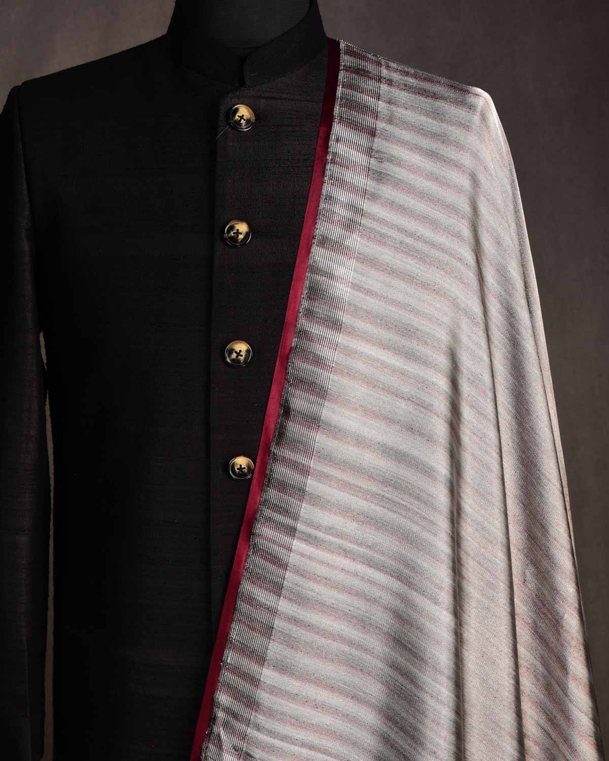 Variegated Metallic Silver Brocade Handwoven Silk Tissue Banarasi Fabric-HolyWeaves