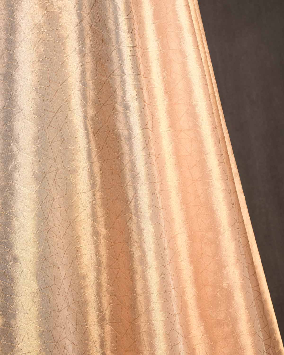 Metallic Gold Zari Abstract Geometry Brocade Woven Kora Tissue Banarasi Fabric-HolyWeaves