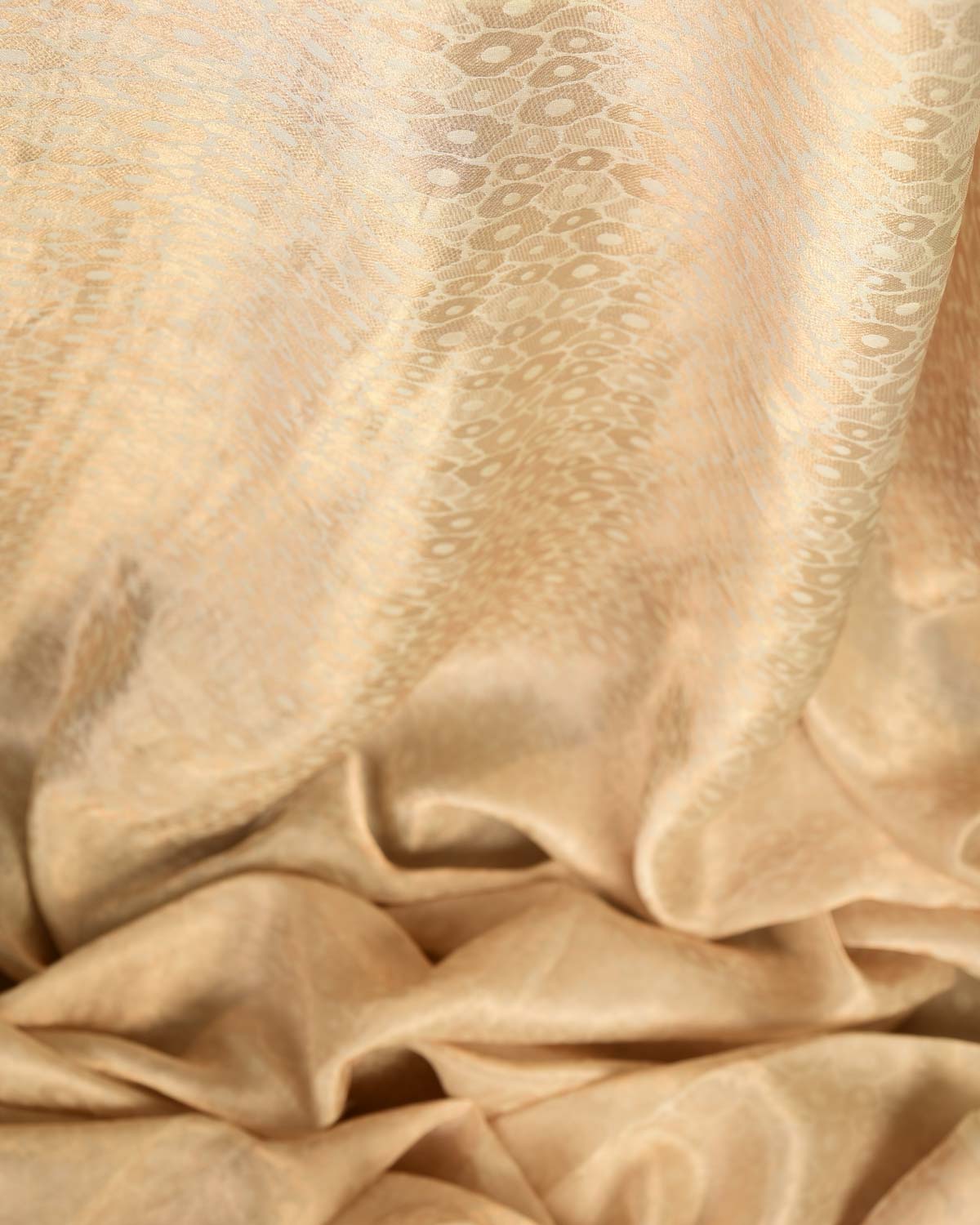 Metallic Cream Gold Zari Abstract Geometric Brocade Woven Kora Silk Banarasi Fabric-HolyWeaves