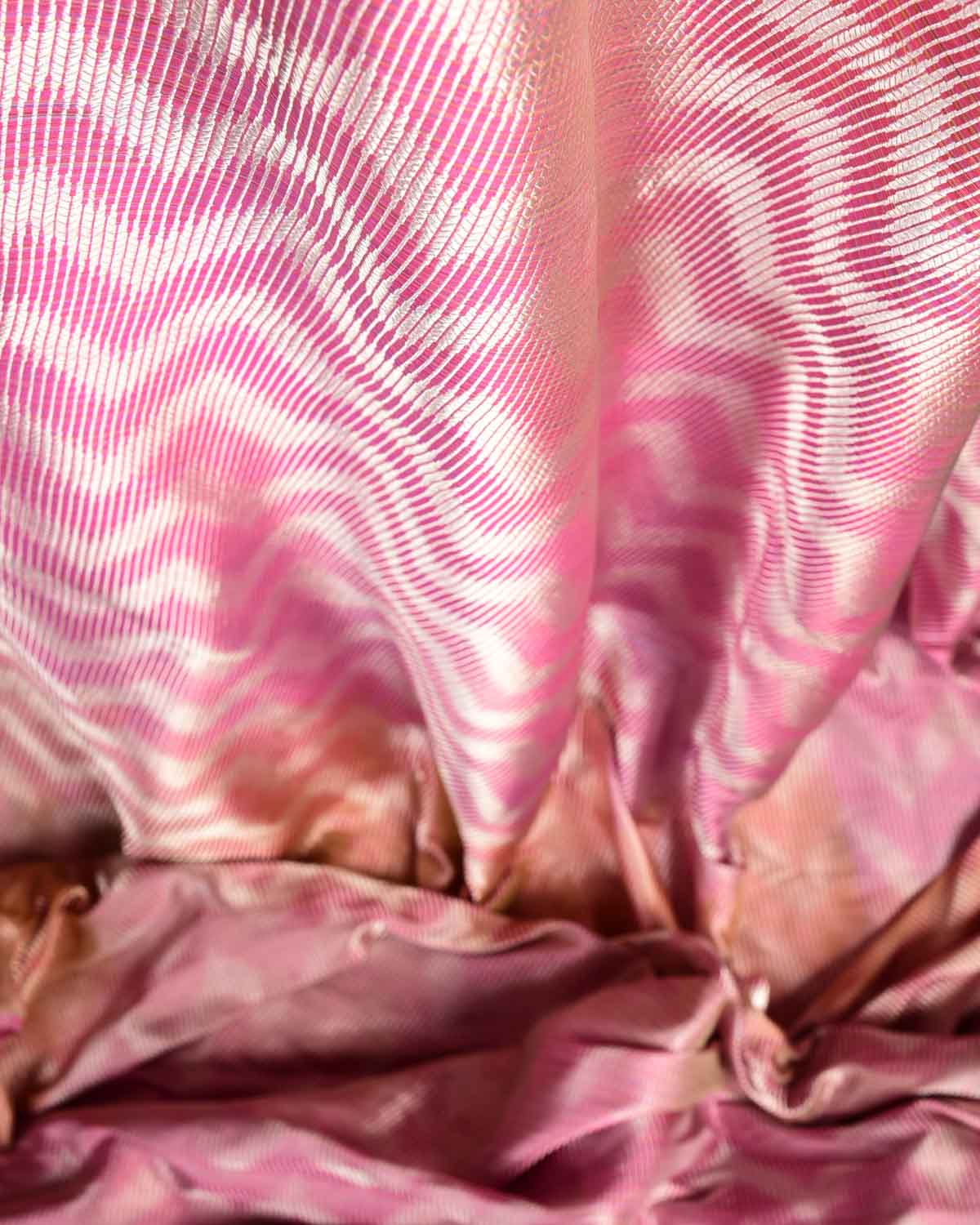 Multi-color Chevron Brocade Handwoven Katan Silk Banarasi Fabric-HolyWeaves