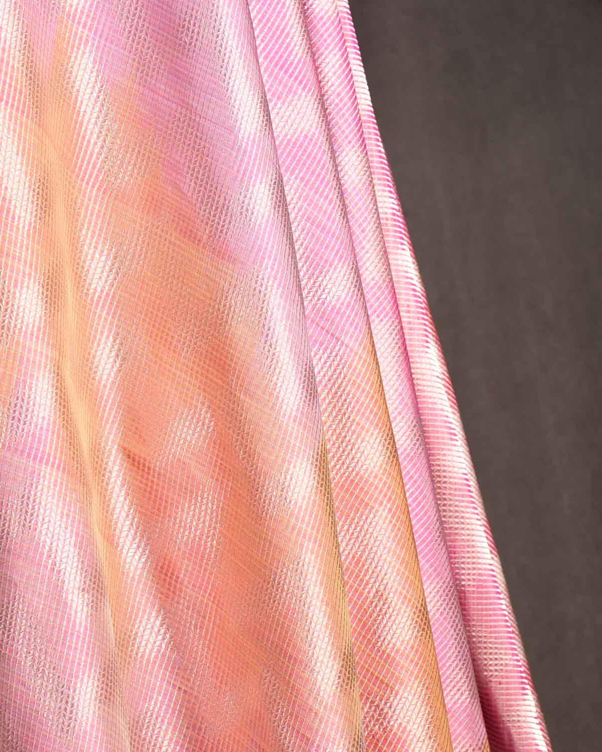 Multi-color Chevron Brocade Handwoven Katan Silk Banarasi Fabric-HolyWeaves