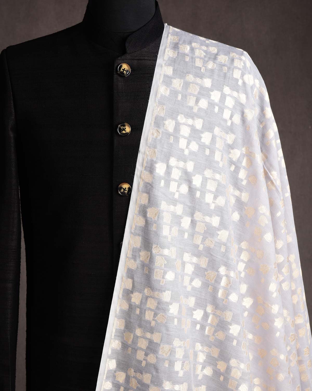 Mauve Gold Zari Floral Cutwork Brocade Handwoven Cotton Silk Banarasi Fabric-HolyWeaves