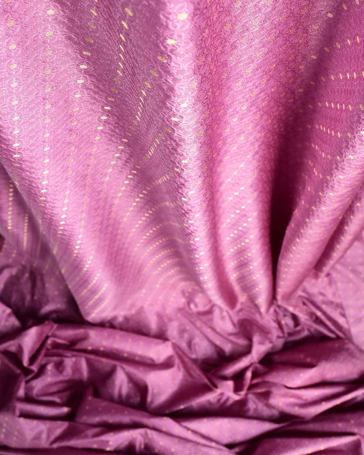Mauve Gold Zari Satin Tanchoi Brocade Handwoven Katan Silk Banarasi Fabric-HolyWeaves