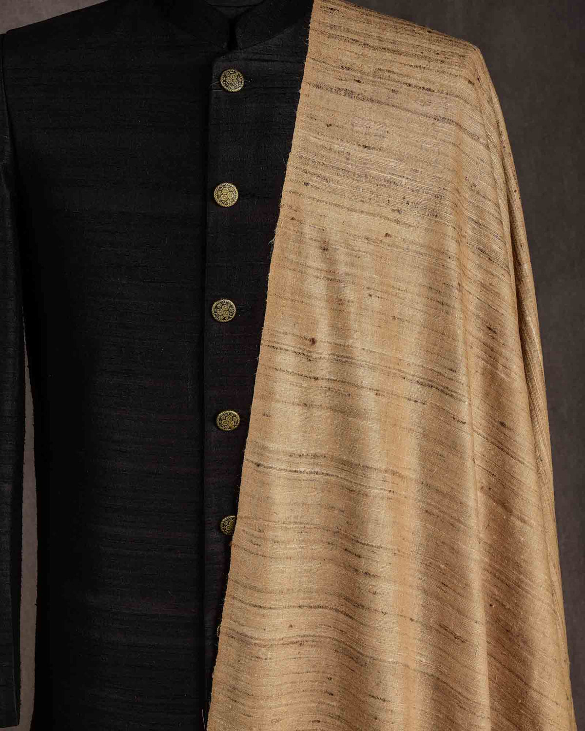 Beige Handwoven Katiya Tasar Silk Fabric-HolyWeaves