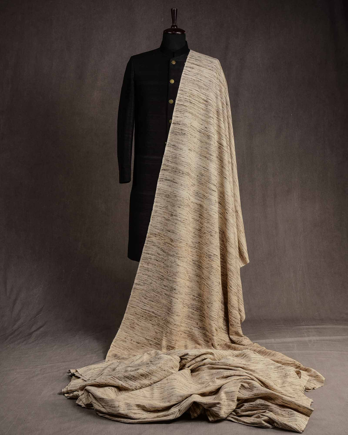 Beige Woven Katiya Cotton Khichha Fabric-HolyWeaves