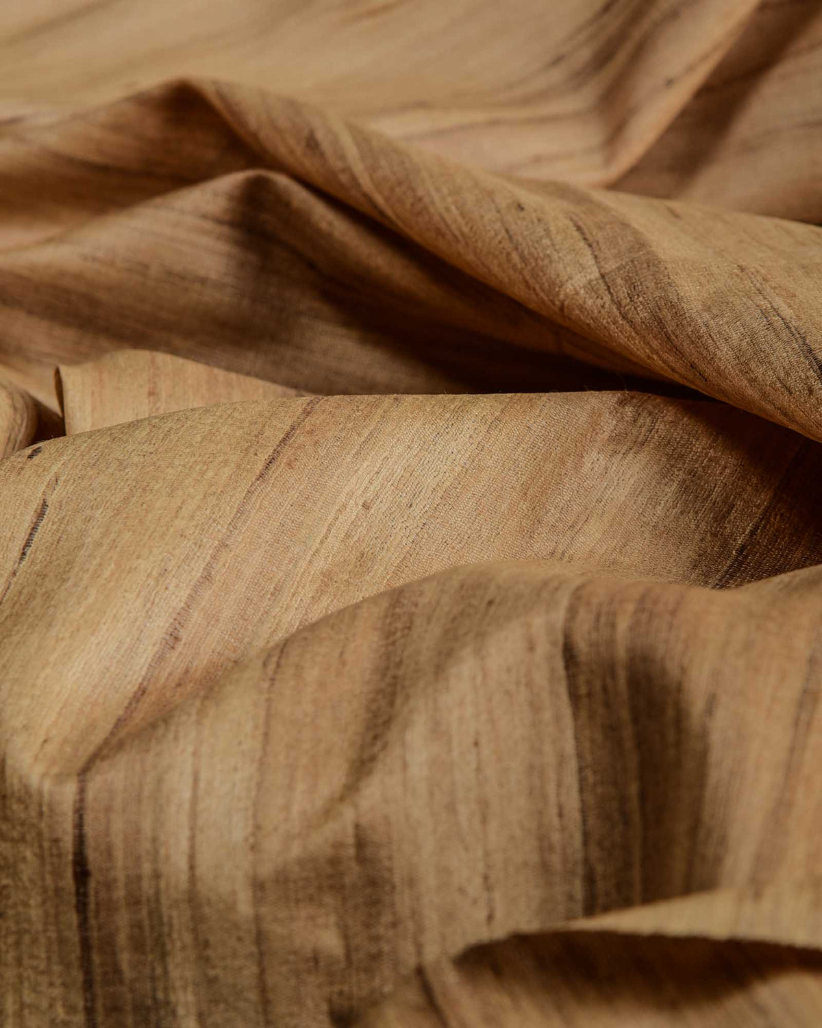 Beige Handwoven Khichha Tasar Silk Fabric-HolyWeaves