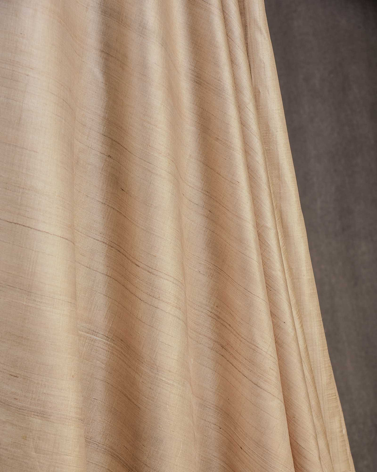 Beige Handwoven Desi Tasar Silk Fabric-HolyWeaves