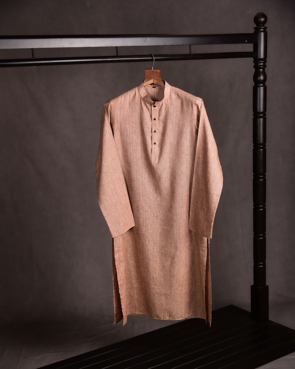 Textured Garnet Banarasi Linen Cotton Mens Kurta Pyjama-HolyWeaves