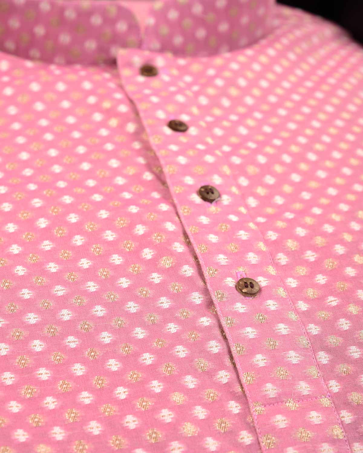 Garnet Resham & Zari Brocade Cotton Silk Banarasi Mens Kurta Pyjama-HolyWeaves