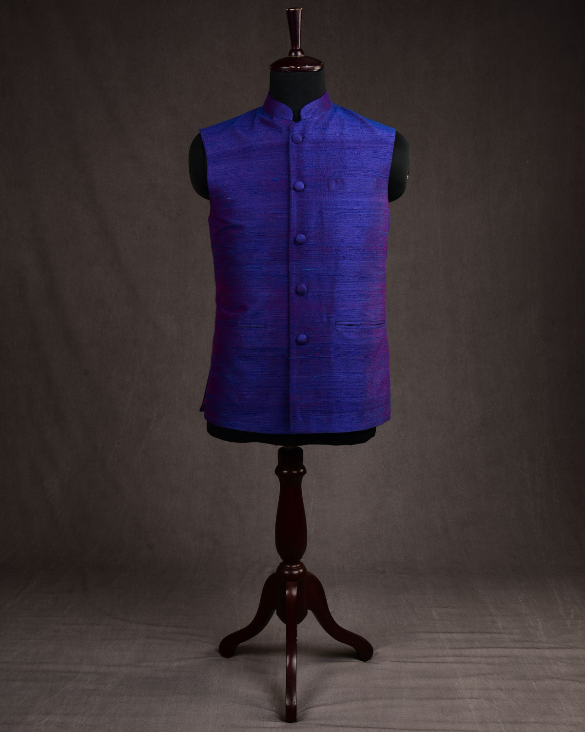 Shot Royal Blue Textured Raw Silk Mens Modi Jacket-HolyWeaves