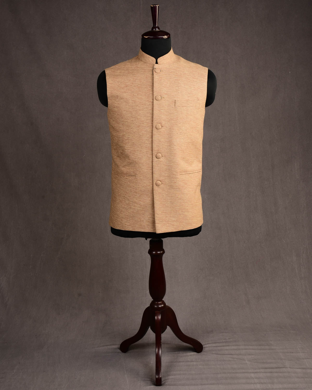 Beige Banarasi Handwoven Raw Silk Mens Modi Jacket