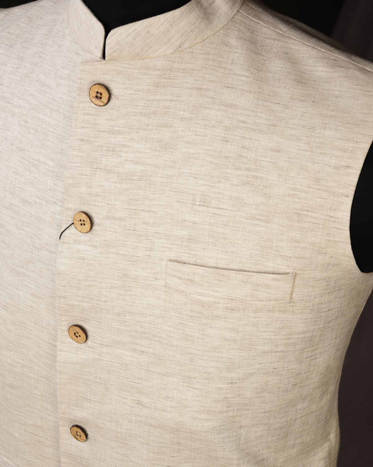 Textured Beige Linen Mens Modi Jacket-HolyWeaves