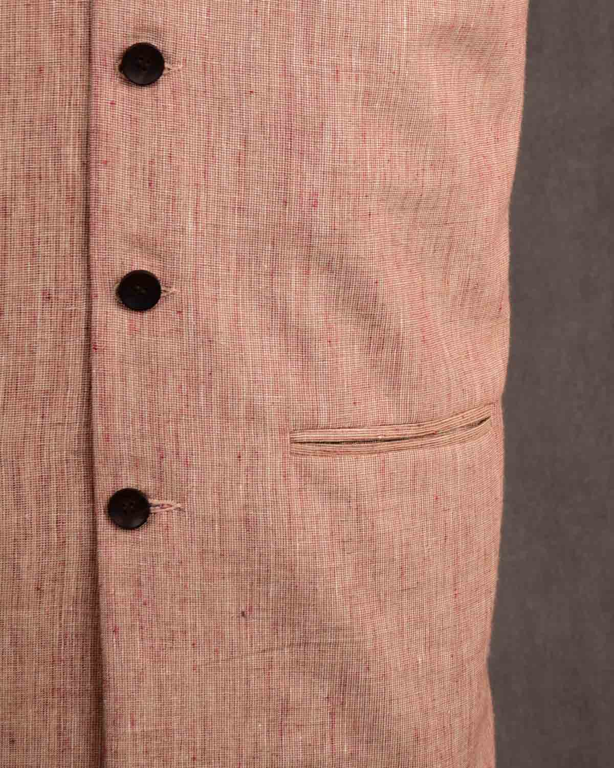 Textured Maroon Linen Mens Modi Jacket-HolyWeaves