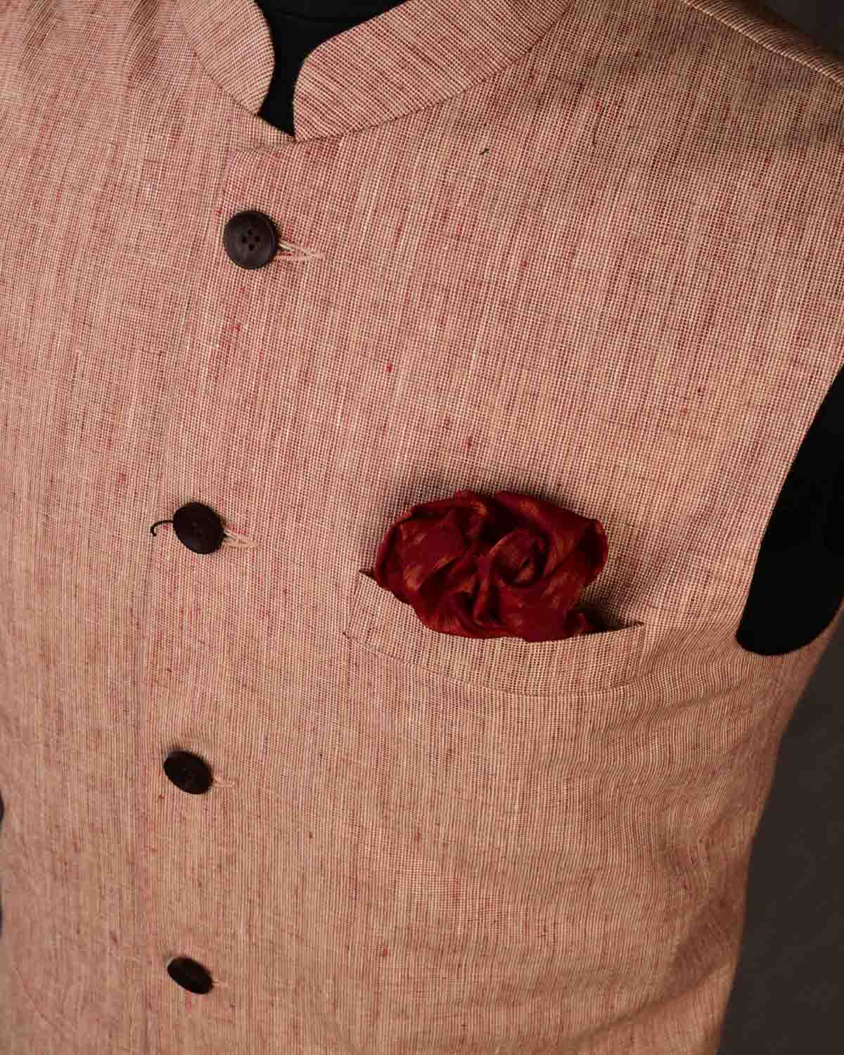 Textured Maroon Linen Mens Modi Jacket-HolyWeaves
