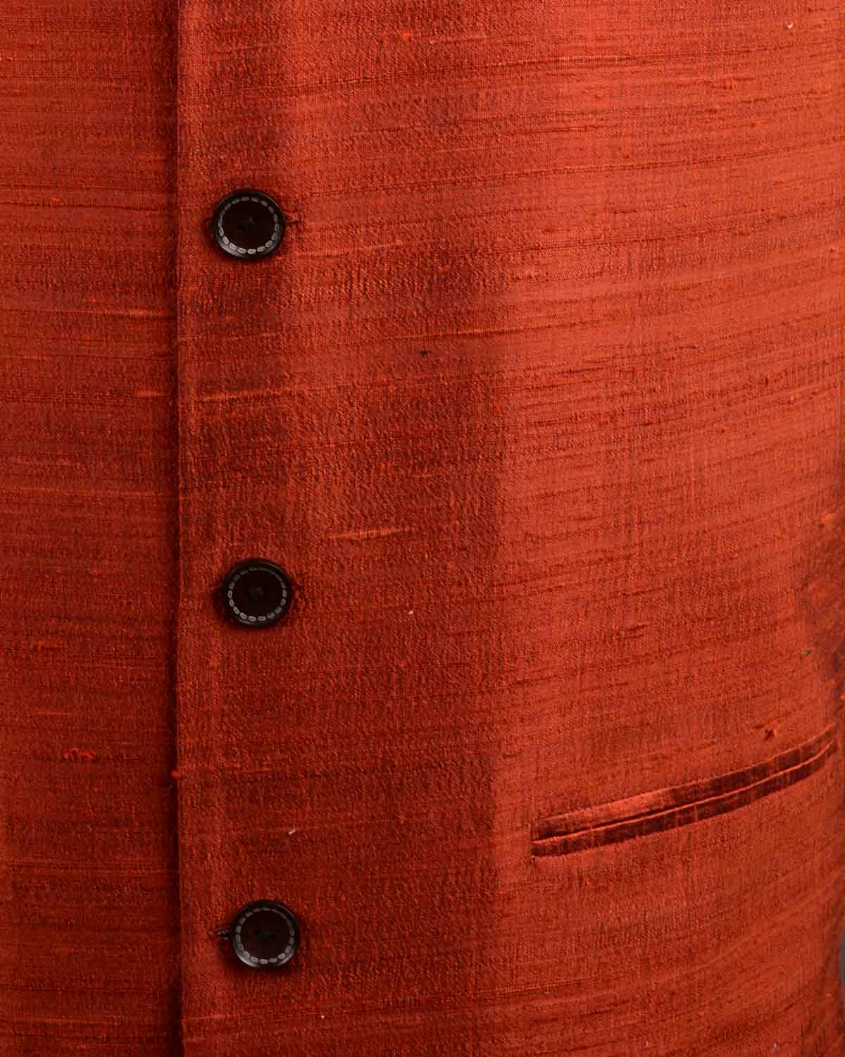 Textured Rust Raw Silk Mens Modi Jacket-HolyWeaves