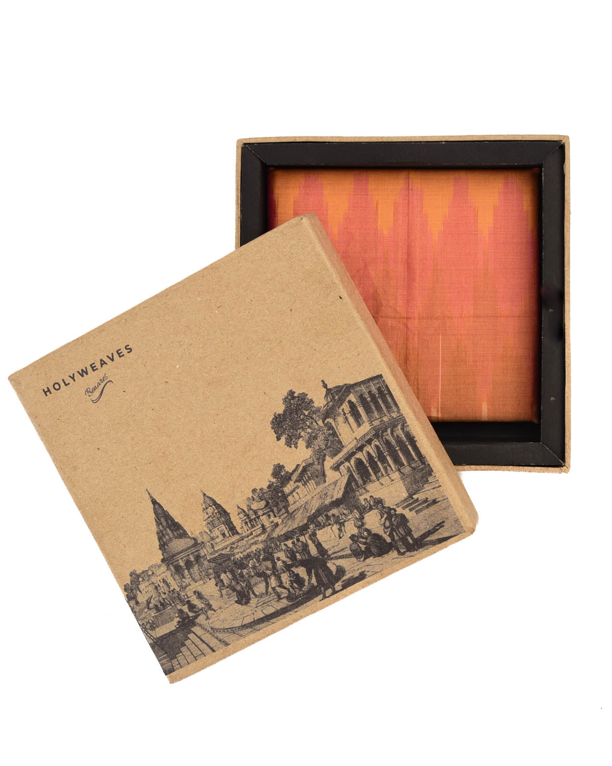 Shaded Yellow Ikat Handwoven Cotton Silk Pocket Square For Men