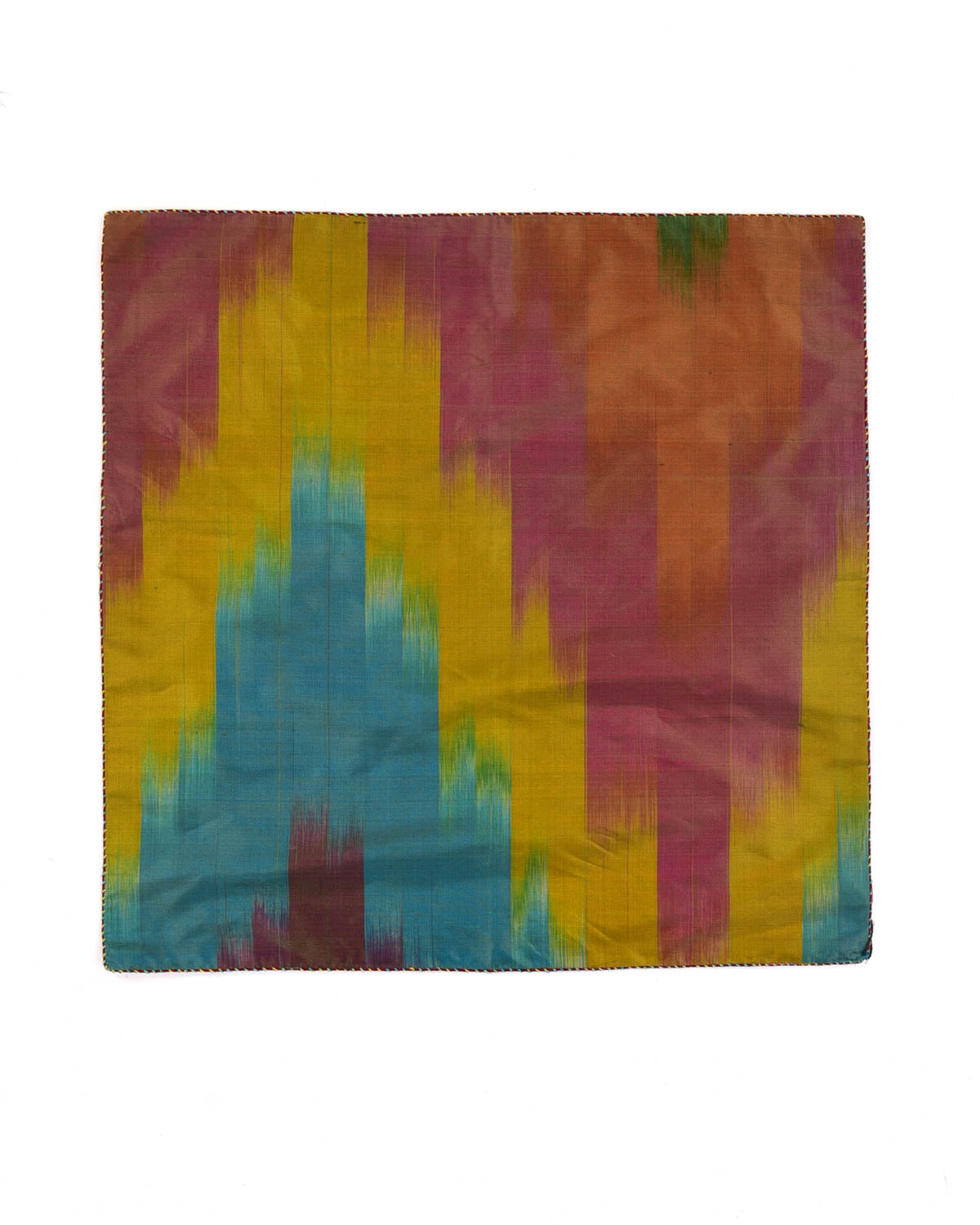 Rainbow Green-Yellow Twin-Layer Double-Sided Ombre Handwoven Silk Pocket Square for Men with Spiral Hand-Hemming-HolyWeaves