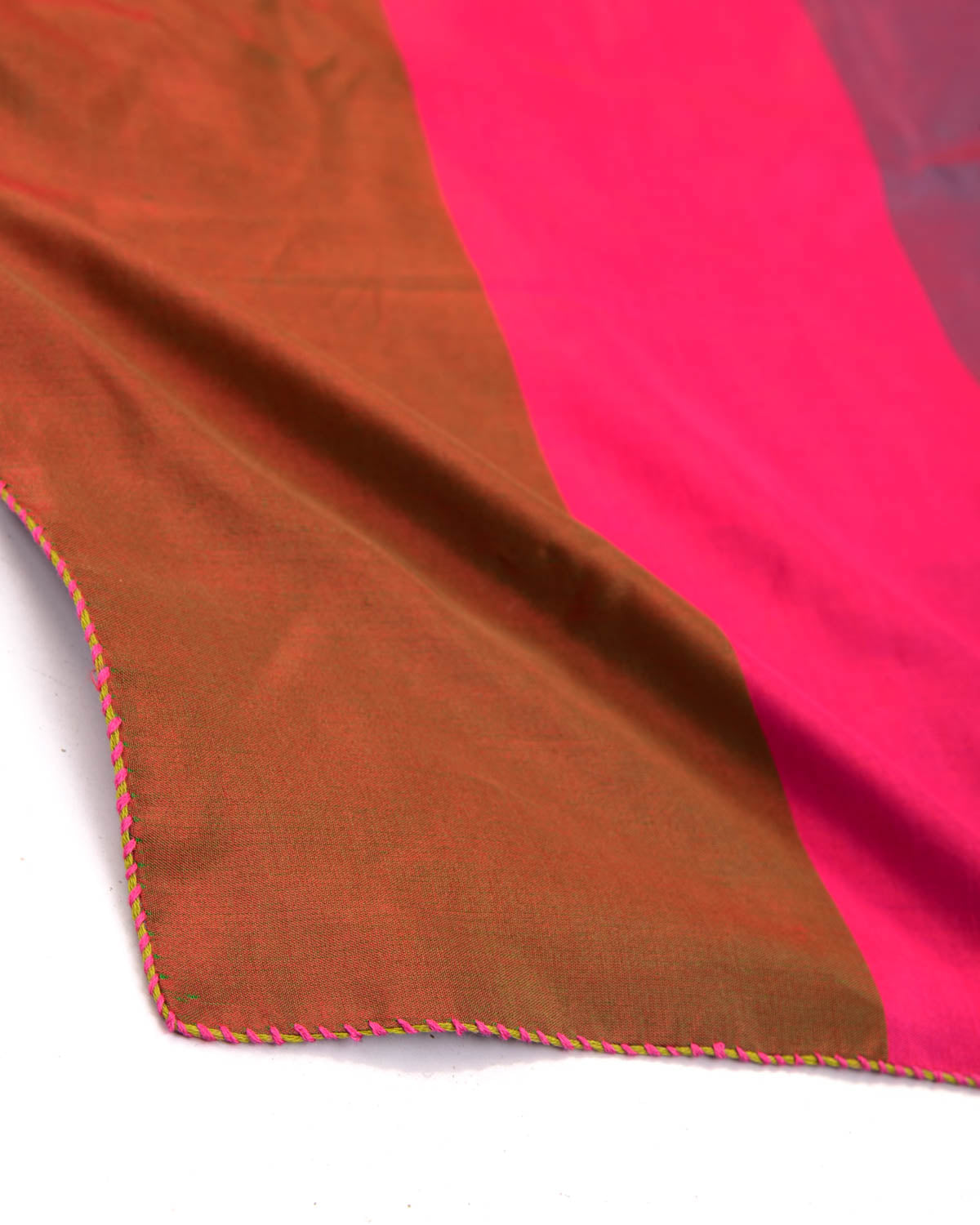 Rainbow Red-Pink Twin-Layer Double-Sided Ombre Handwoven Silk Pocket Square for Men with Spiral Hand-Hemming-HolyWeaves